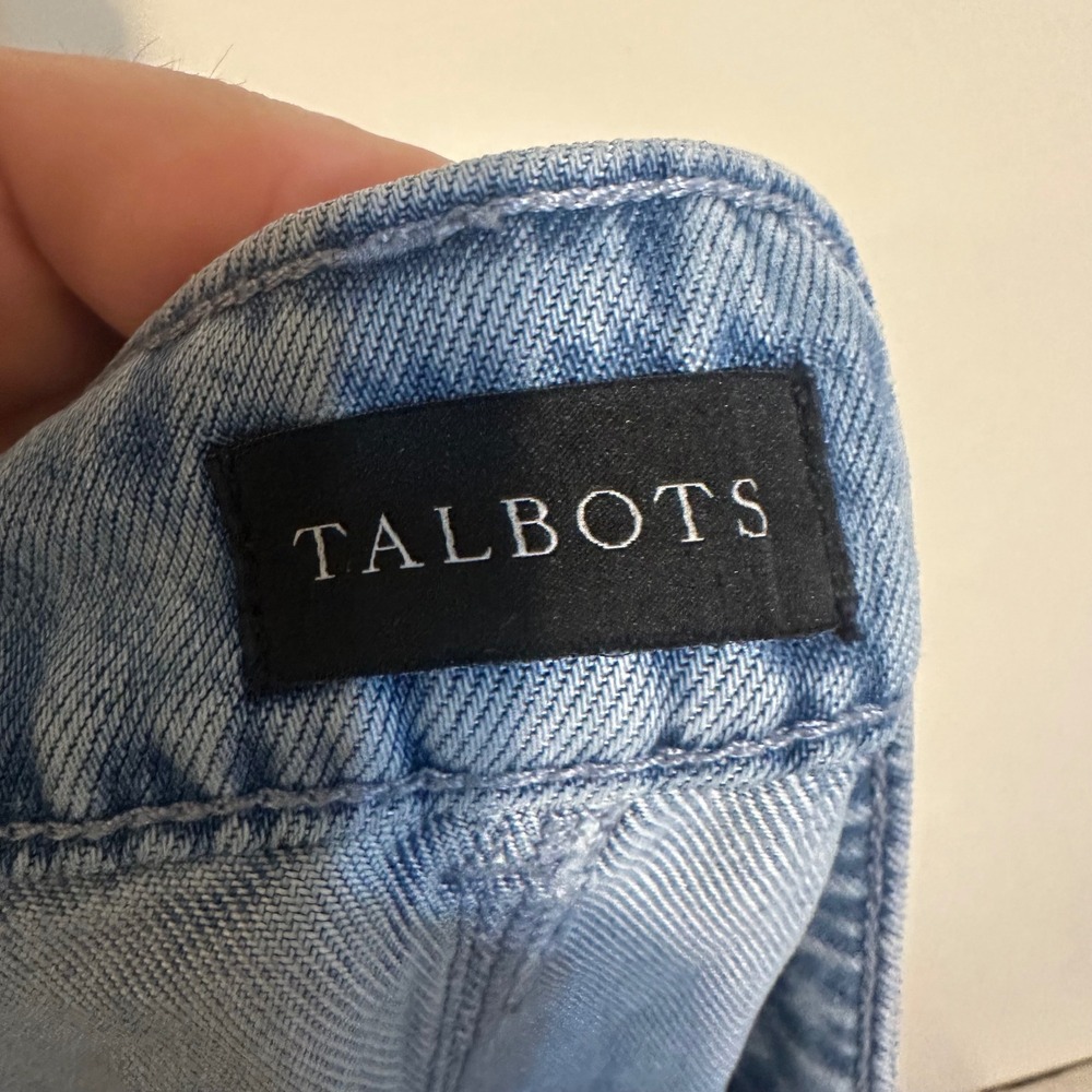 Talbots Summerweight Jeans Womens 12 Blue Tencel Straight Leg Ankle Utility - Picture 5 of 5